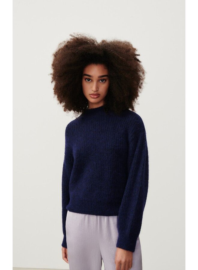 East Round Neck Knit - Navy Chine