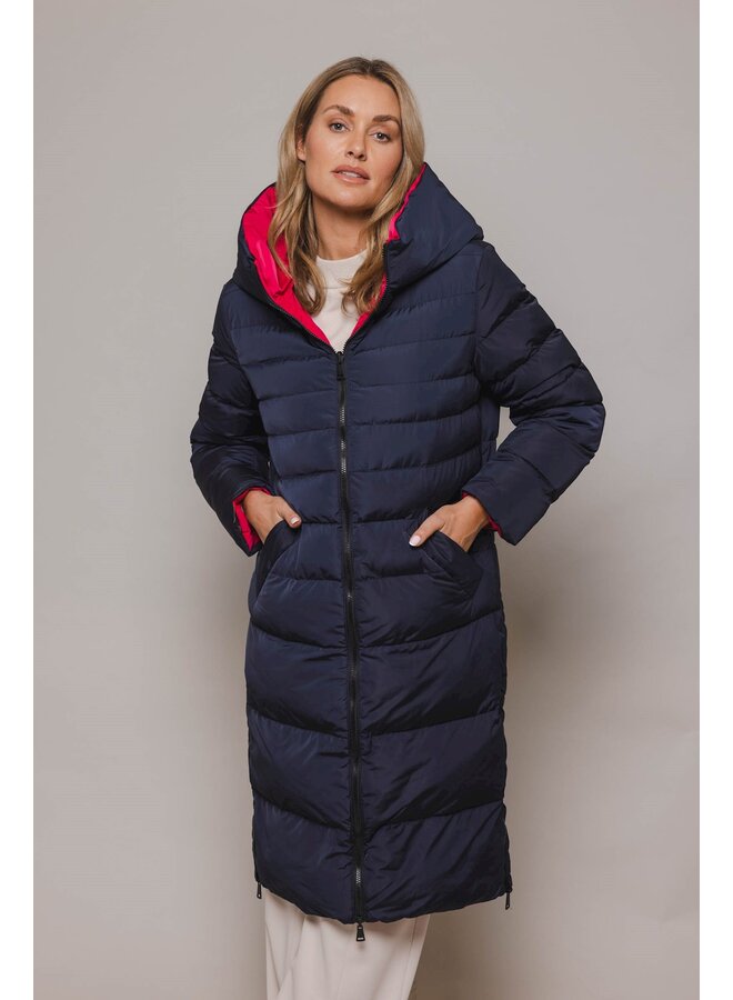 Keila Reversible Coat - Navy and Barberry
