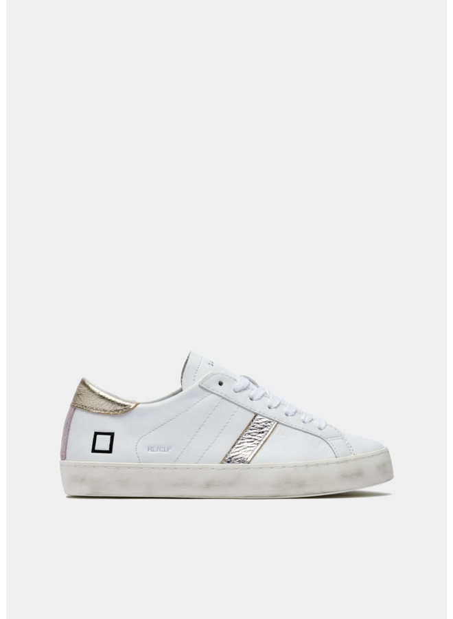 D.A.T.E Hill Low Glitter Trainers in White and Silver