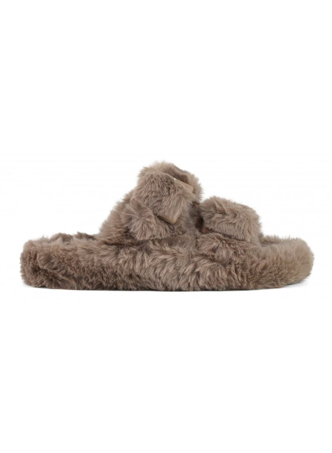 Faux Fur Slipper - Taupe