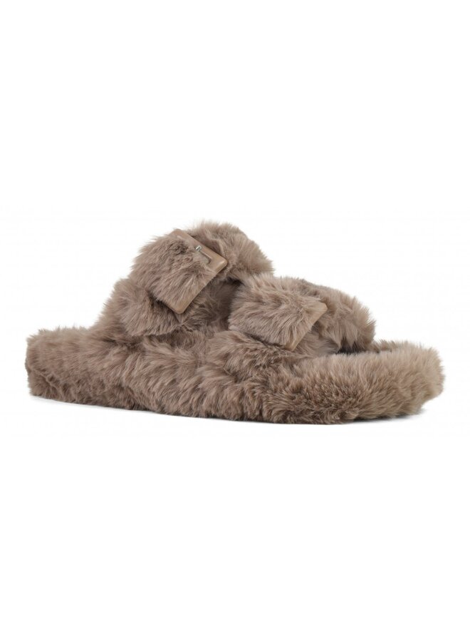 Faux Fur Slipper - Taupe