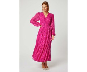 Etti Metallic Dobby Georgette Dress Pink Red Doodie Stark