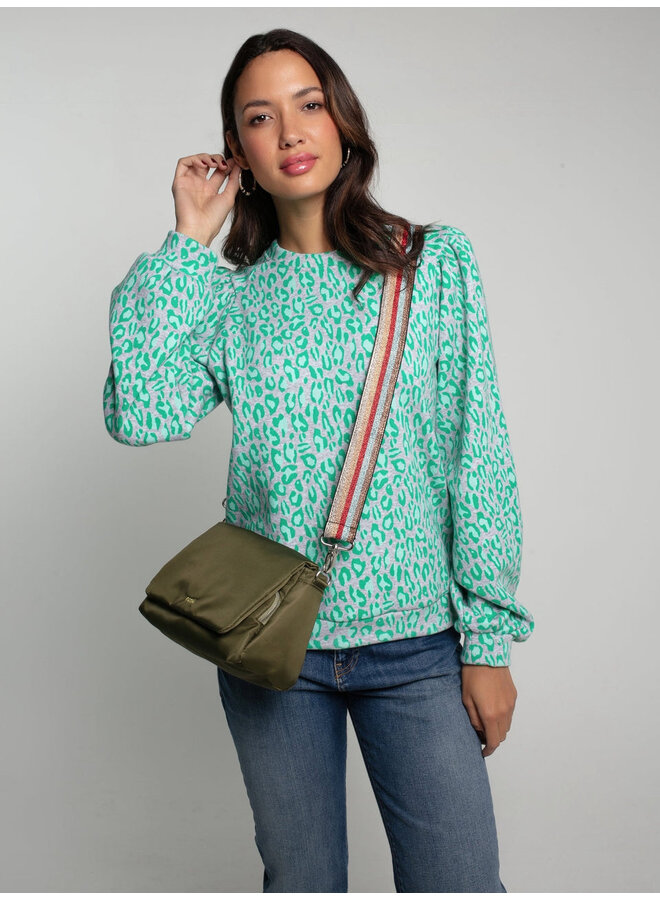 Printed Leopard Piper Sweater - Mint Mix