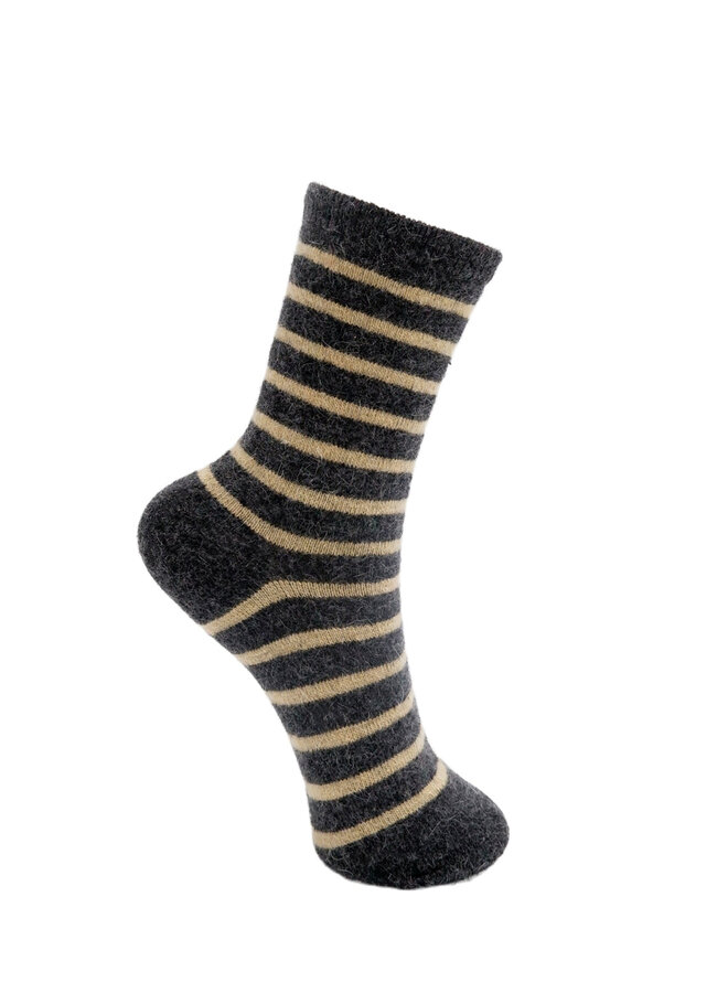 Wonderland Striped Sock - Dark Grey