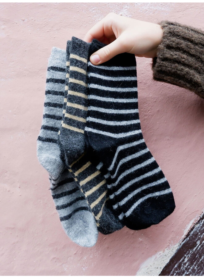 Wonderland Striped Sock - Lt Grey