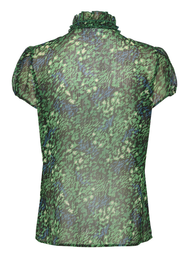 Lilja Crinkle SS Shirt - Verdant Green Brushed Blooms