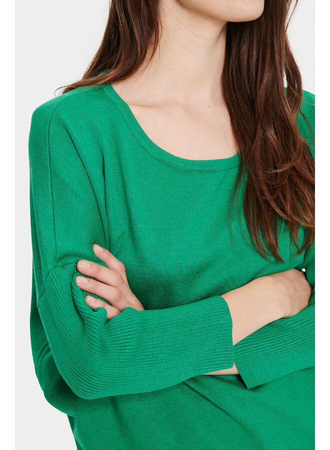 Mila R-Neck Pullover - Verdant Green Melange