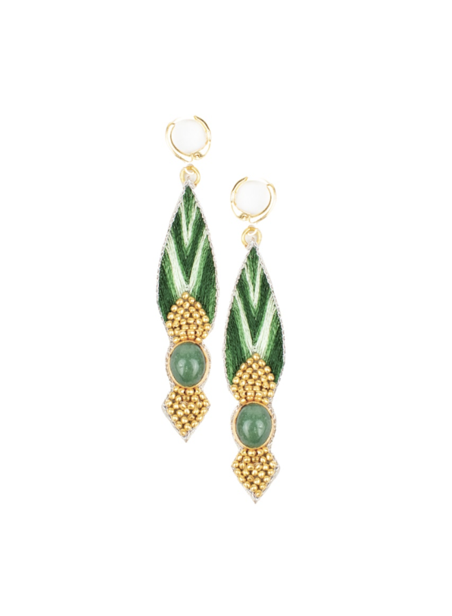 Branca Earrings - Green Stripes