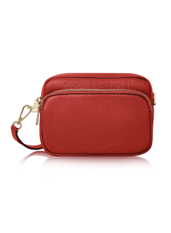 Leather X-Body Bag - Red