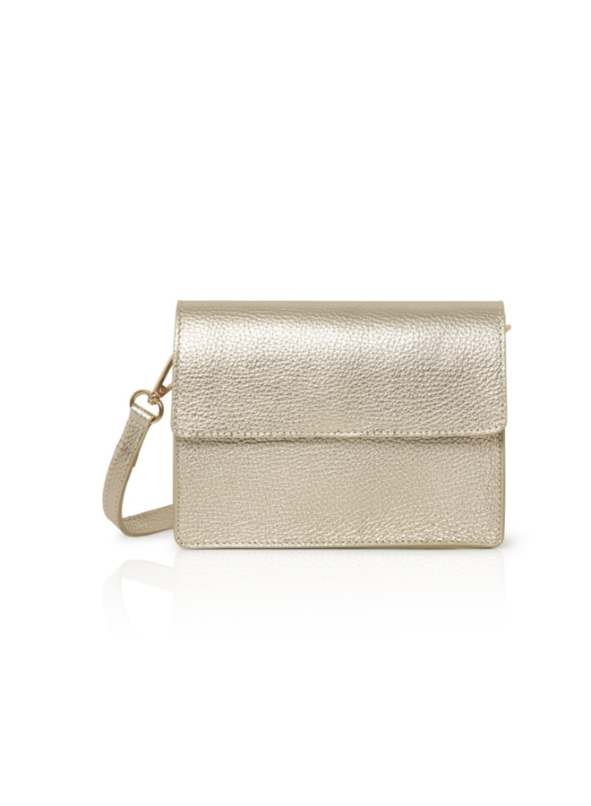 Leather Flap Front Bag - Gold