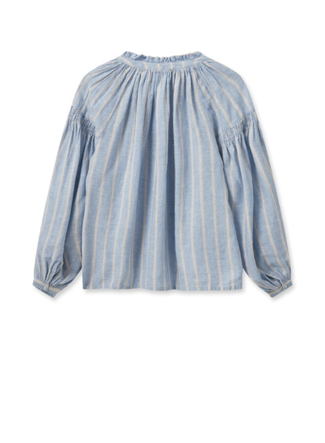 Safi Striped Linen Shirt - Cashmere Blue