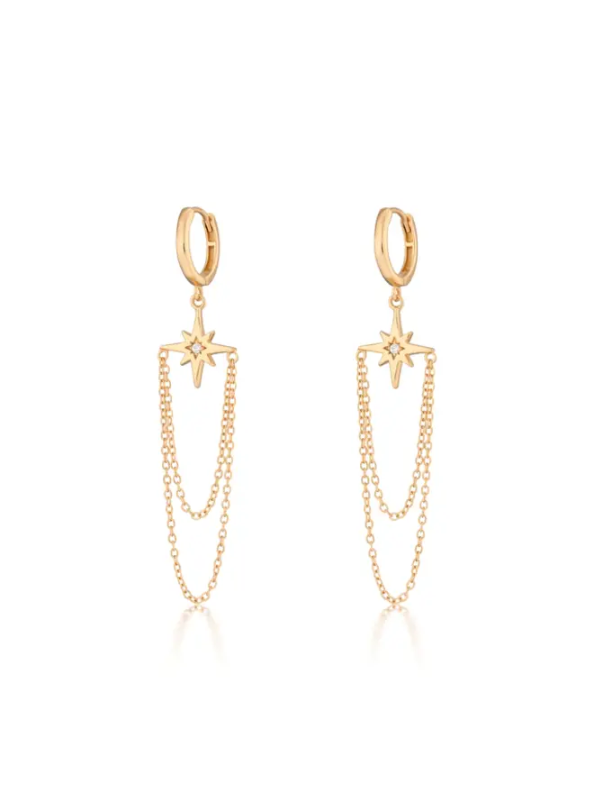 Starburst Chain Drop Earrings - Gold