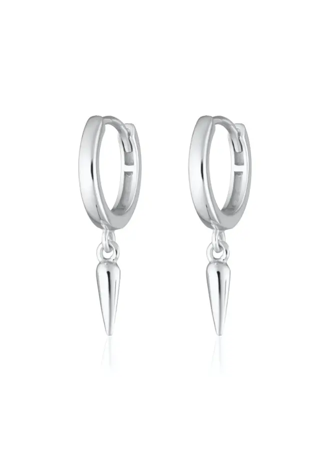 Claw Charm Hoop Earrings - Silver