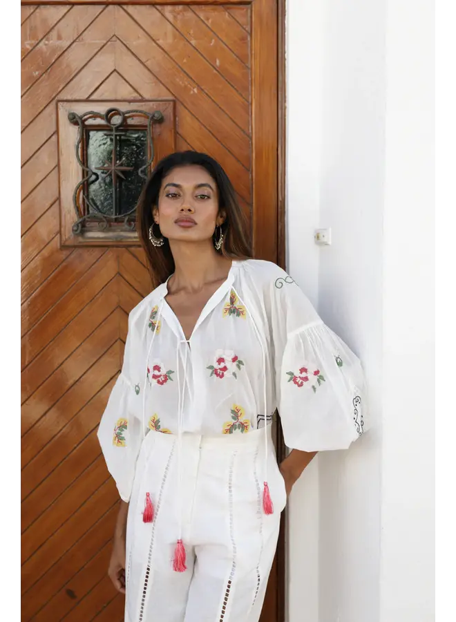 Jimena Embroidered Blouse - White