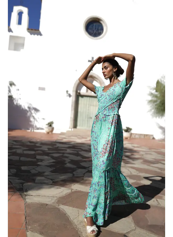 Roma Long Maldives Dress - Aqua