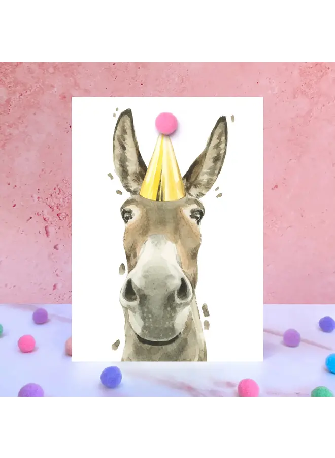 Donkey Pompom Card