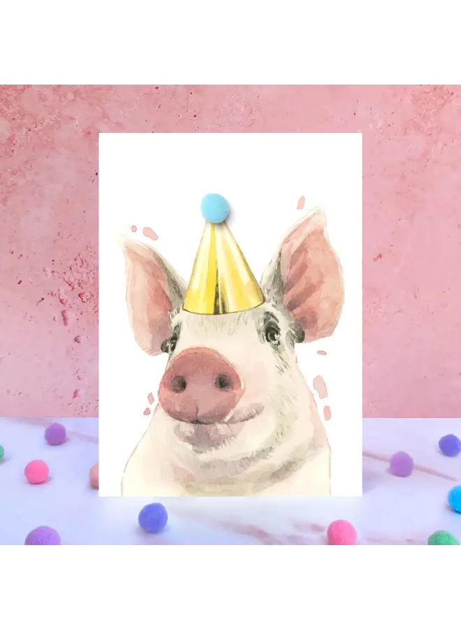 Pig Pompom Card