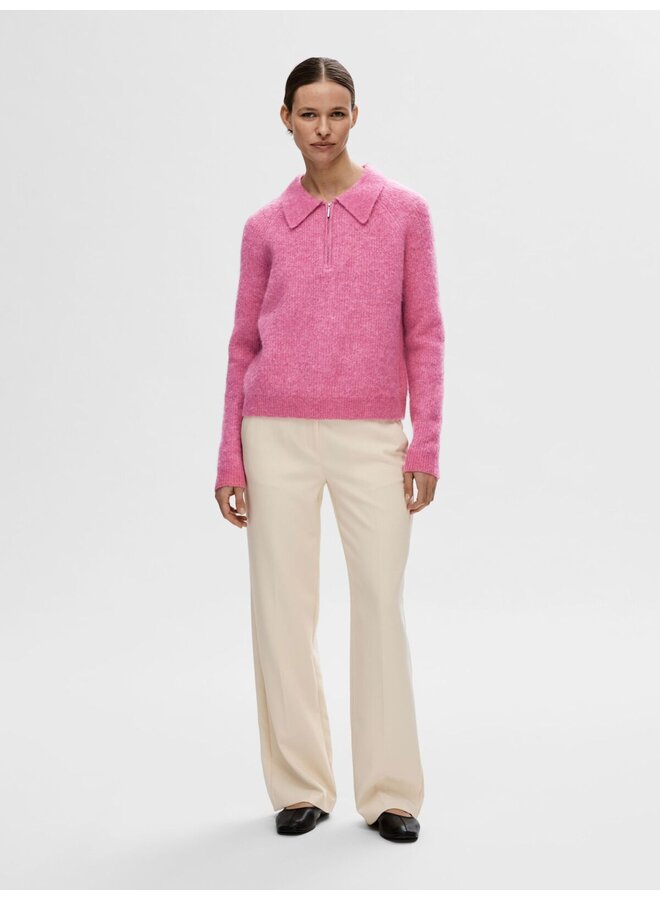 Sia-Mynte Half Zip Knit - Phlox Pink Melange