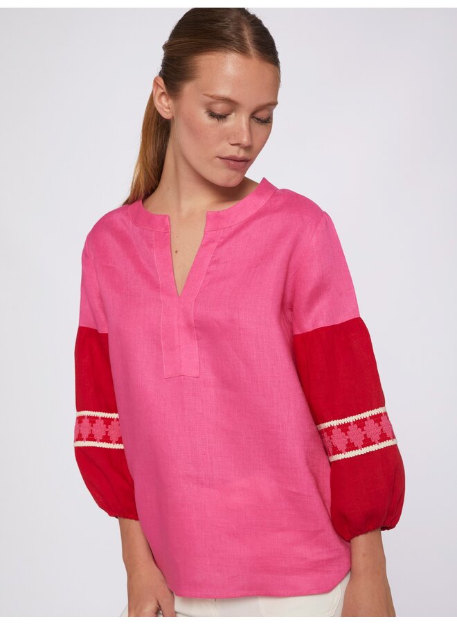 Kaya Blouse - Pink Linen