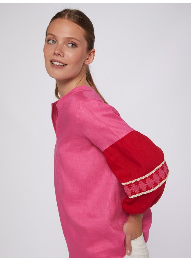 Kaya Blouse - Pink Linen