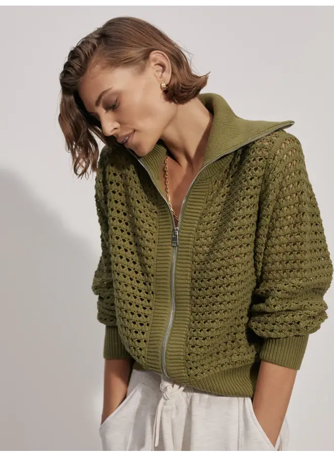 Eloise Full Zip Knit - Fresh Fern