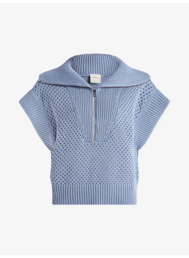 Mila Half Zip Knit - Ashley Blue