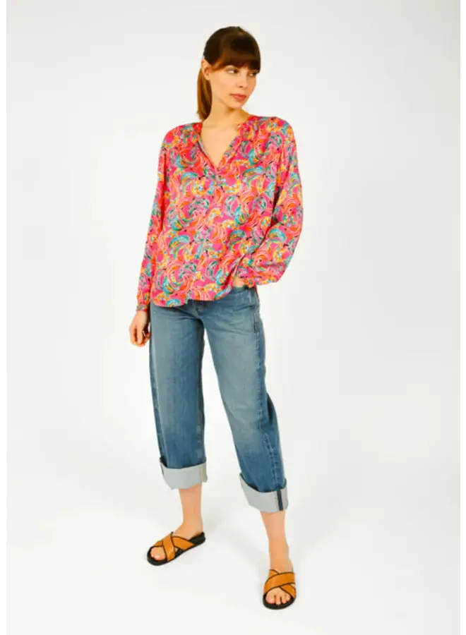 Sandy Open Shirt - Multi/Pink