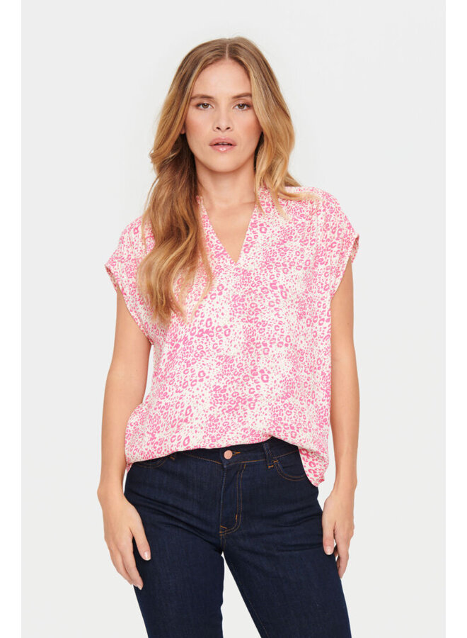 Dacia SS Blouse - Fandango Pink Leo