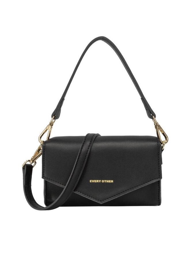 Flapover Shoulder Bag - Black