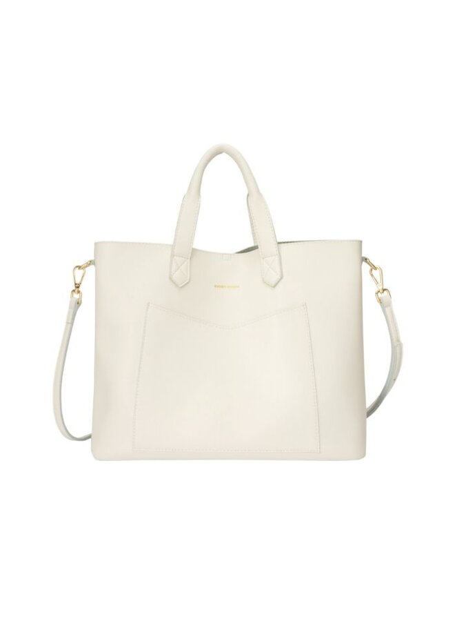 Twin Strap Pocket Tote Bag- Off White