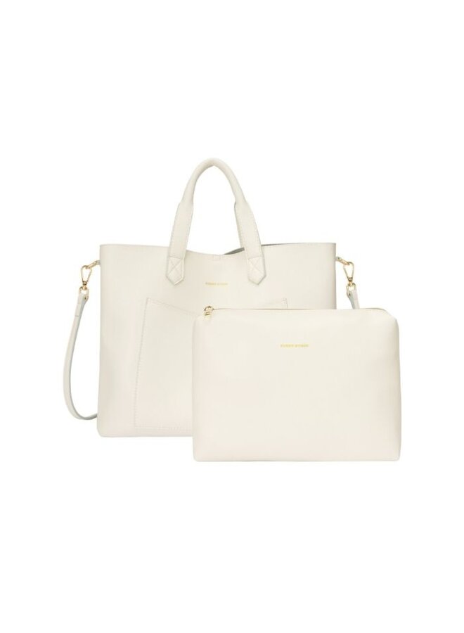 Twin Strap Pocket Tote Bag- Off White