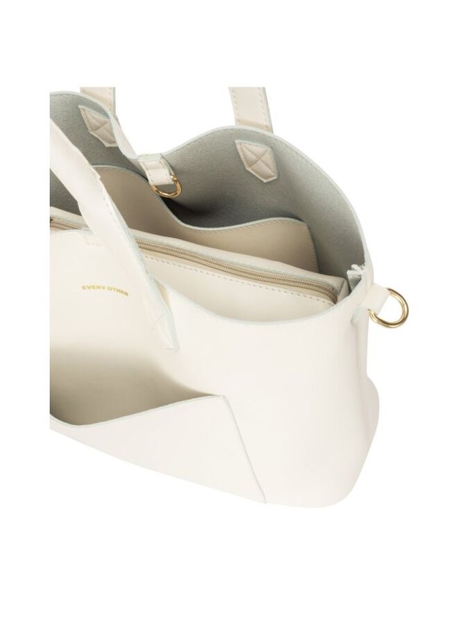 Twin Strap Pocket Tote Bag- Off White