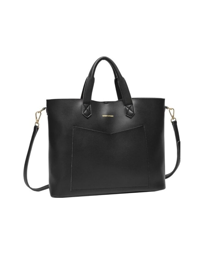 Twin Pocketed Tote Bag - Black