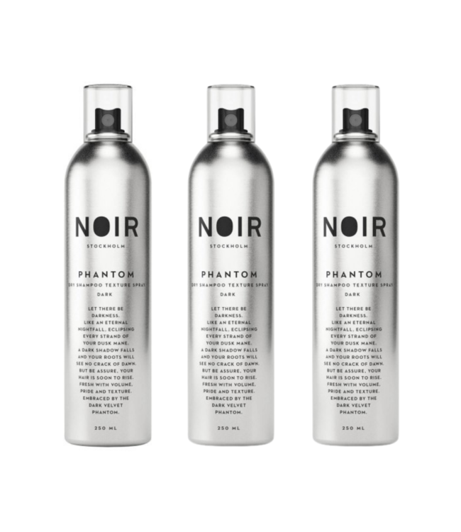 Noir Stockholm Discount bundle: 3x Noir Stockholm phantom dry shampoo and texturing spray for dark hair