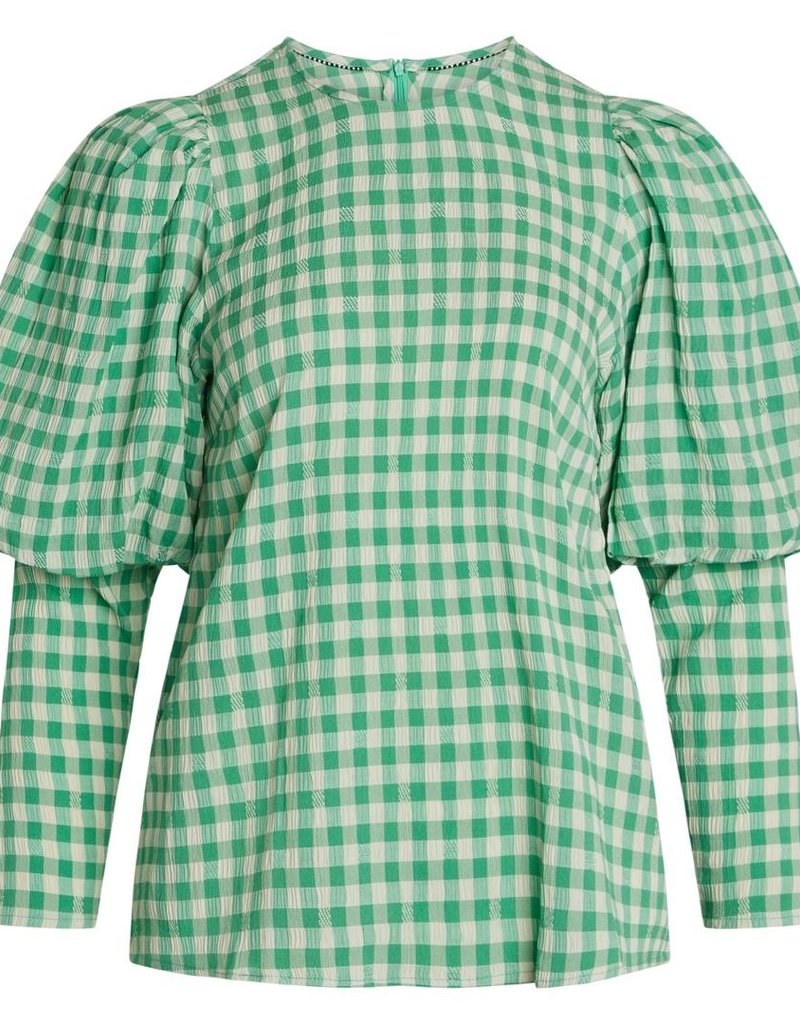 COCOUTURE CADIE CHECK BLOUSE GREEN