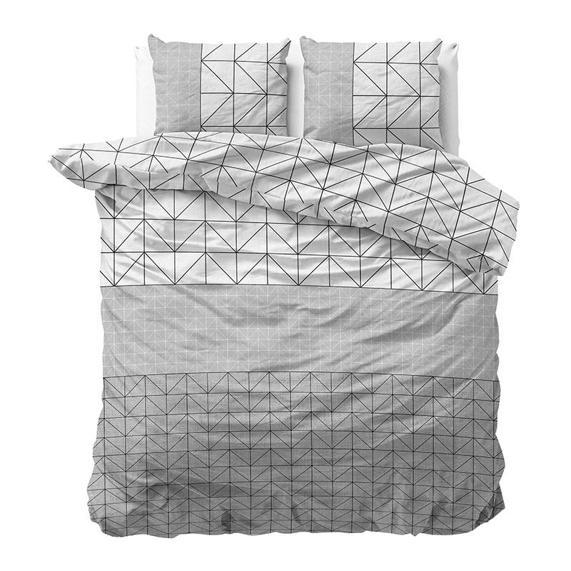 Sleeptime Elegance Geometric - Grijs - Flanel Dekbedovertrek 2-persoons (200 x 200/220 cm + 2 kussenslopen) Dekbedovertrek