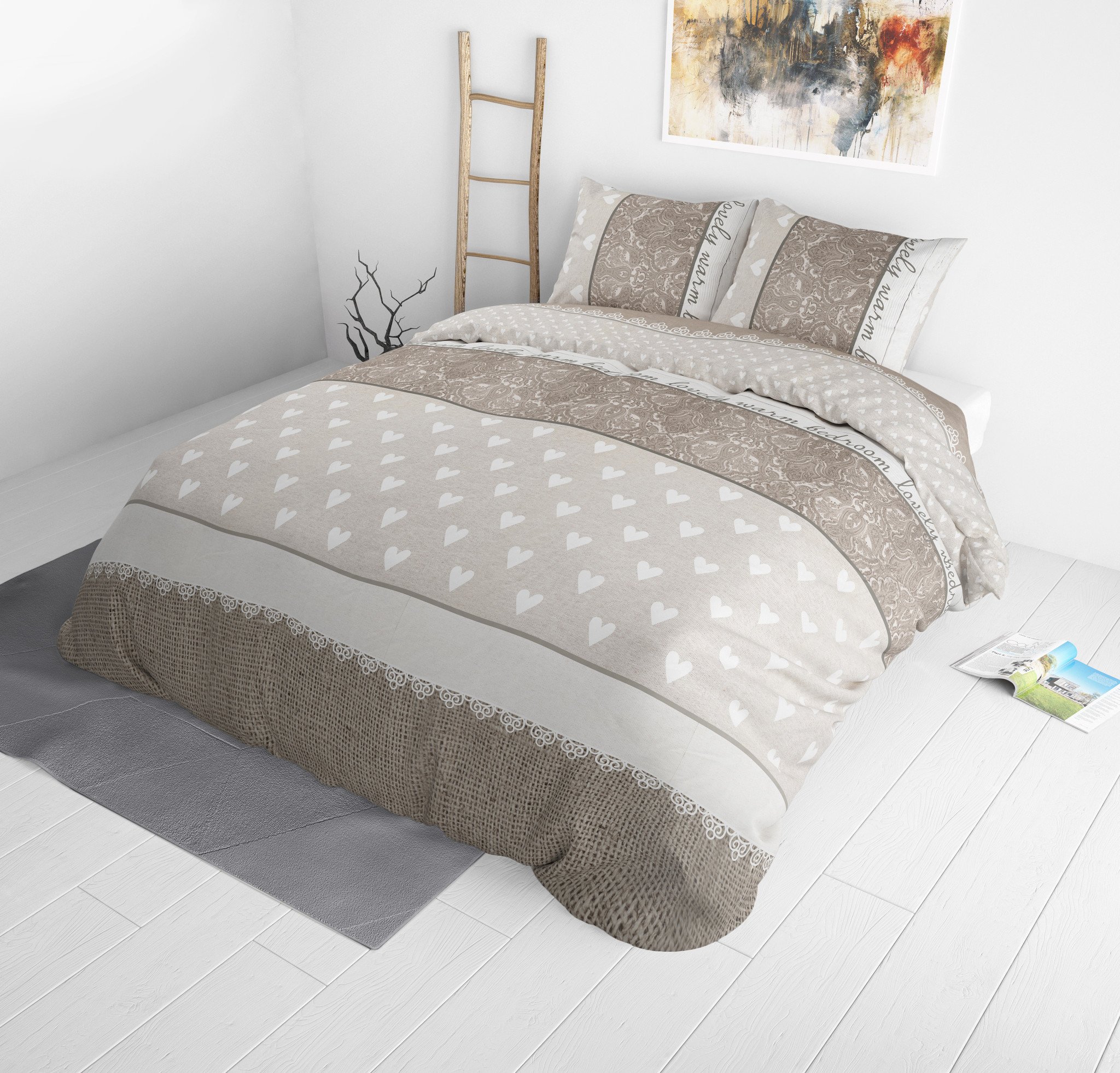 Dekbedovertrek Warmish Bedroom Dekbedovertrek - Tweepersoons (200x220 cm) - Meerkleurig Katoen - Dessin: Strepen - Sleeptime Elegance -