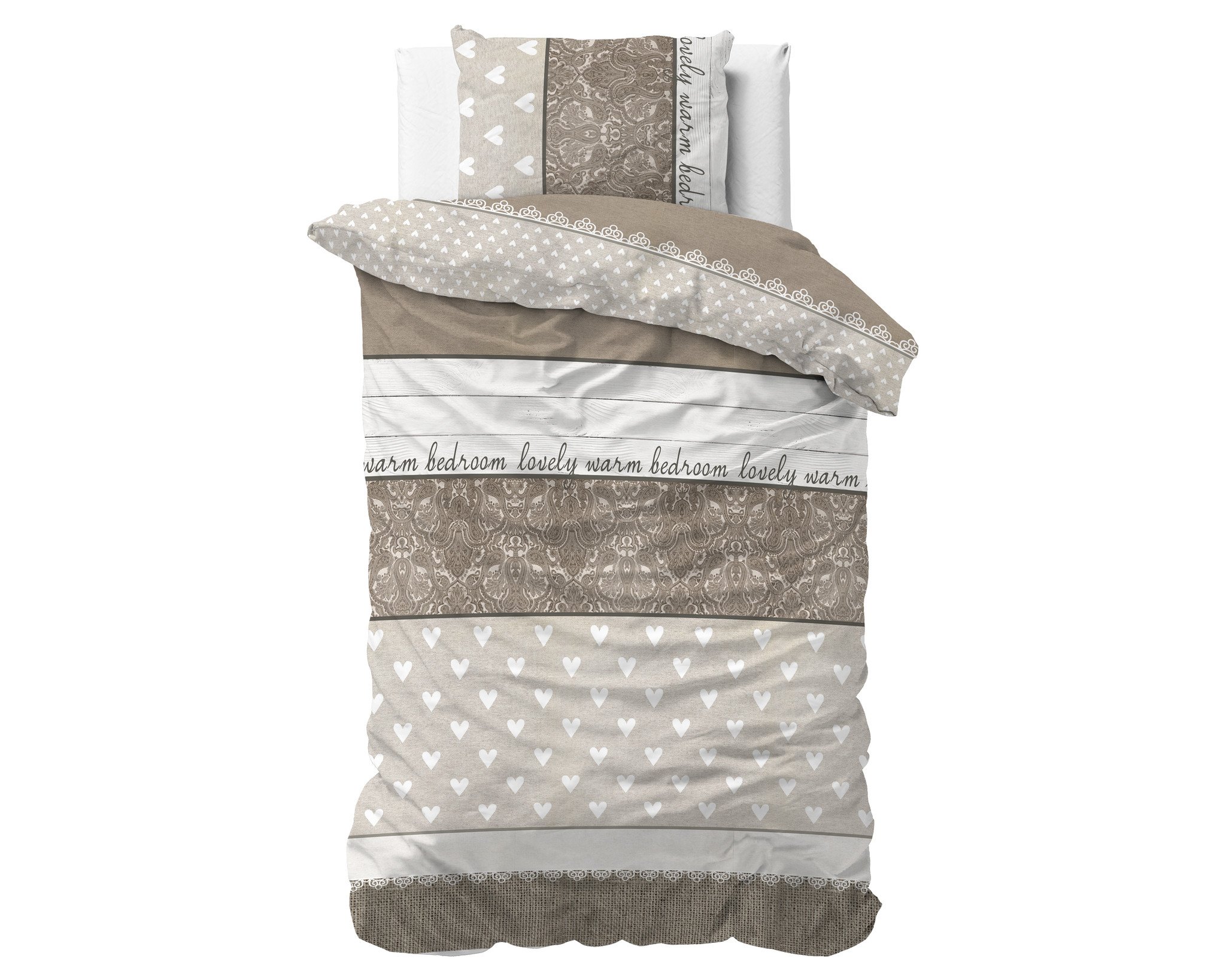 Dekbedovertrek Warmish Bedroom Dekbedovertrek - Eenpersoons (140x220 cm) - Meerkleurig Katoen - Dessin: Strepen - Sleeptime Elegance -