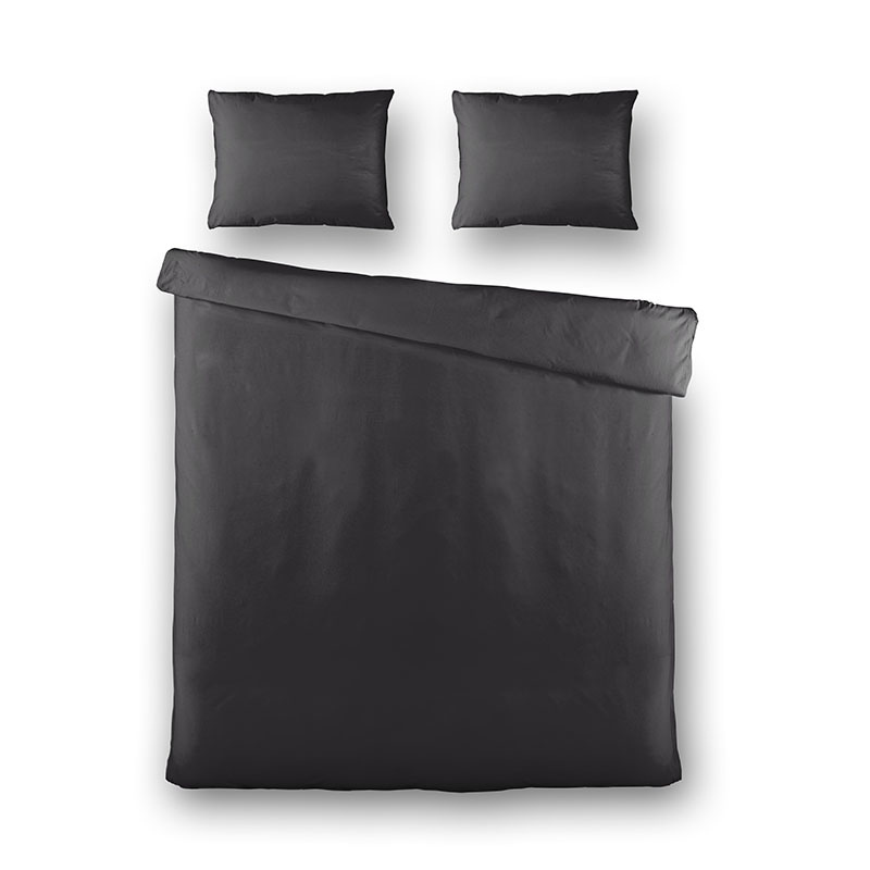 Presence Plain Percale - Off Black Dekbedovertrek Lits-jumeaux (240 x 200/220 cm + 2 kussenslopen) Dekbedovertrek