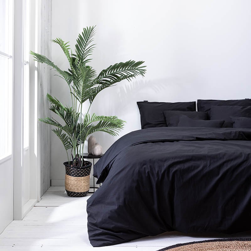 Presence Plain Percale - Off Black 1-persoons (140 x 200/220 cm + 1 kussensloop) Dekbedovertrek