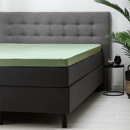 Hoeslaken Katoen - Topper - Groen - 90 x 200 cm