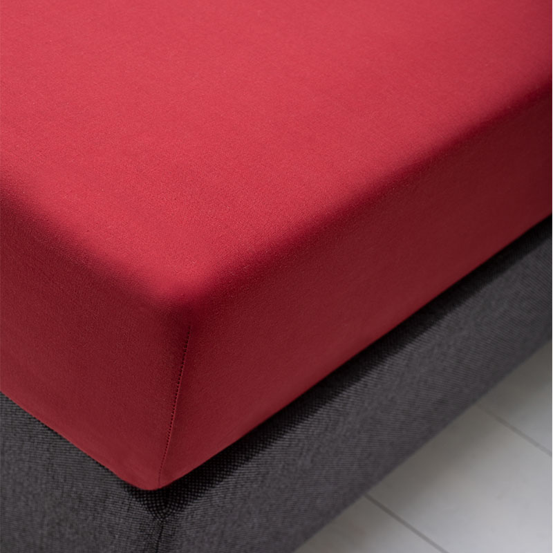 Hoeslaken Katoen Rood 80-90x200 80x200 cm Rood Fresh & Co Dekbed-Discounter.nl