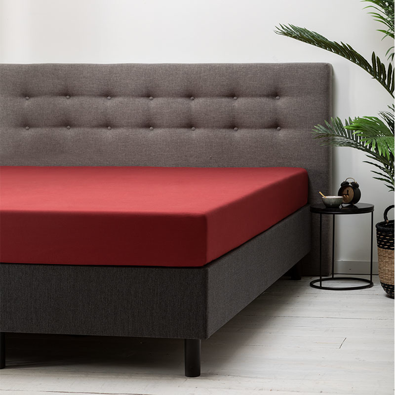 Hoeslaken Katoen - Rood - 140x200 cm - Rood - Fresh & Co - Dekbed-Discounter.nl