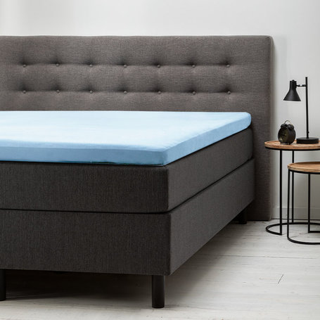 Topper Hoeslaken - Katoen Stretch - Lichtblauw  