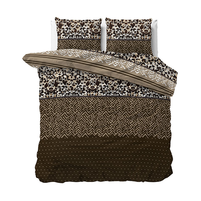 Dekbedovertrek Vidalia - Lits-Jumeaux (240x220 cm) - Bruin Polyester-katoen - Dessin: Patroon - Sleeptime Elegance - Dekbed-Discounter.nl