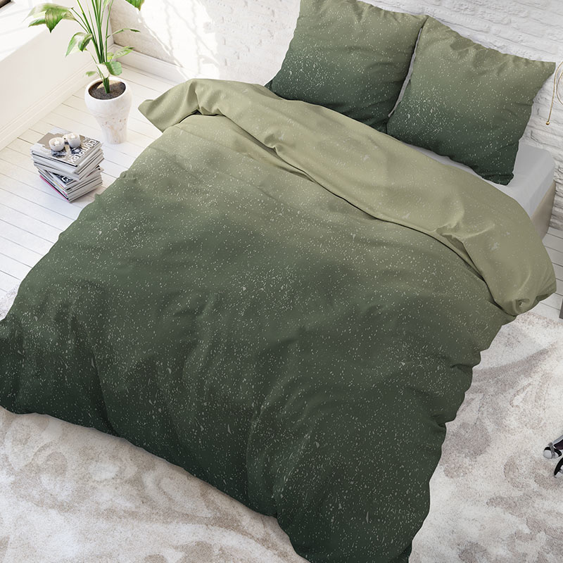 Dekbedovertrek Dax - Eenpersoons (140x200 cm) - Groen Polyester-katoen - Dessin: Effen - Sleeptime Elegance - Dekbed-Discounter.nl