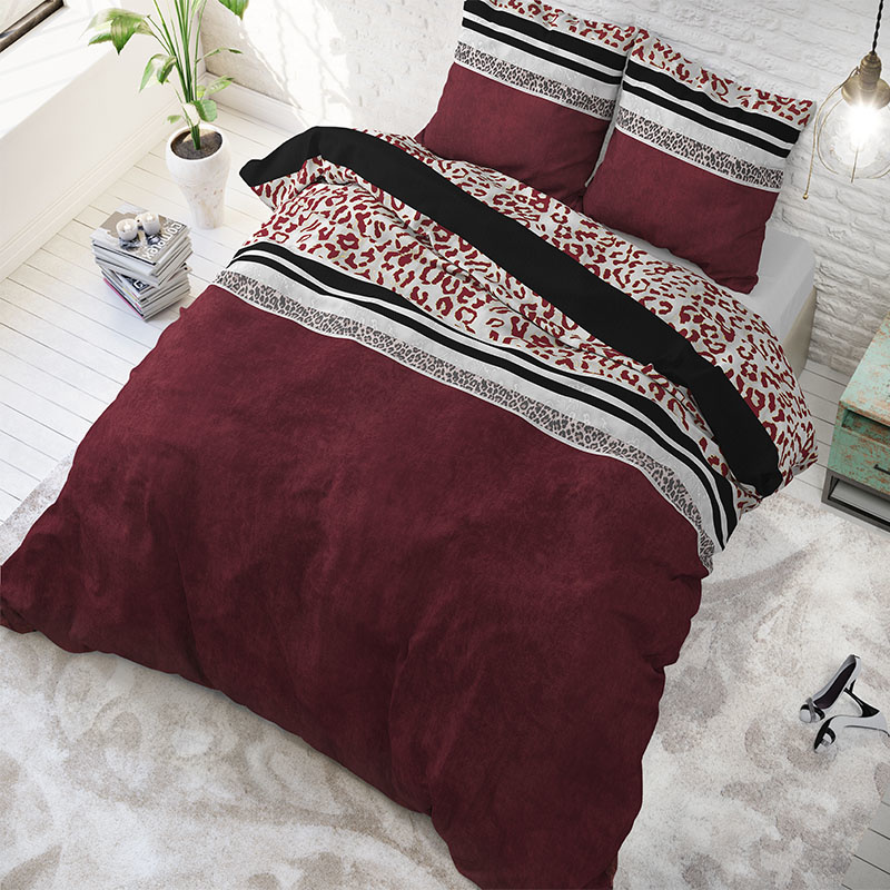 Dekbedovertrek Thanas - Tweepersoons (200x200 cm) - Rood Polyester-katoen - Dessin: Patroon - Sleeptime Elegance - Dekbed-Discounter.nl