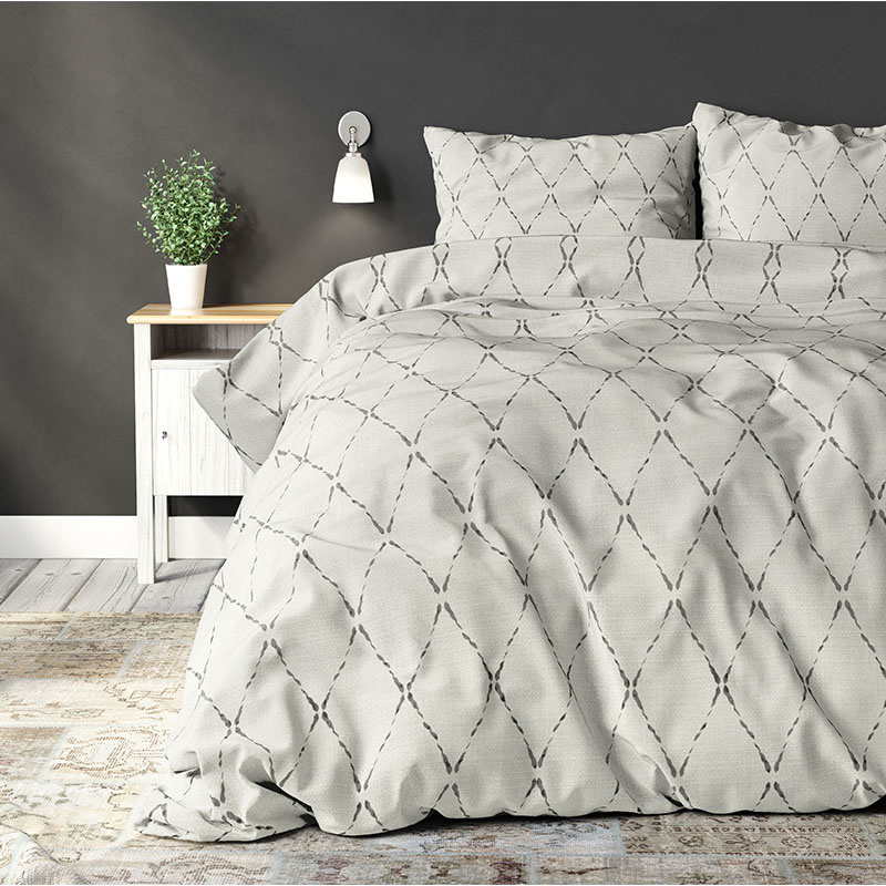 Dekbedovertrek Lucille Natural Dekbedovertrek - Tweepersoons (200x200 cm) - Creme Polyester-katoen - Dessin: Patroon - Sleeptime Elegance -