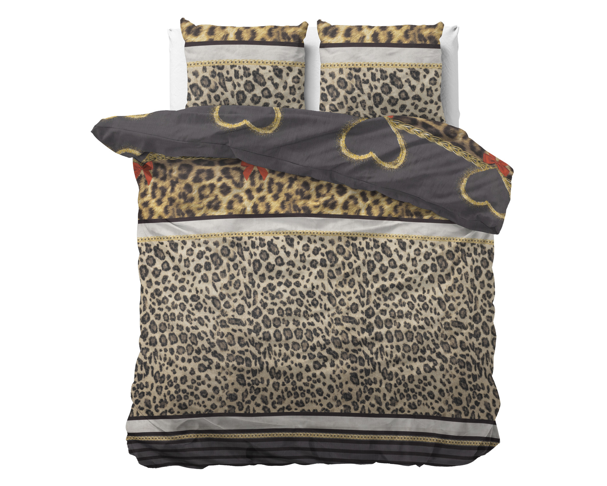 Dekbedovertrek Be Tiger - Lits-Jumeaux (240x220 cm) - Taupe Polyester-katoen - Dessin: Patroon - Sleeptime Elegance - Dekbed-Discounter.nl