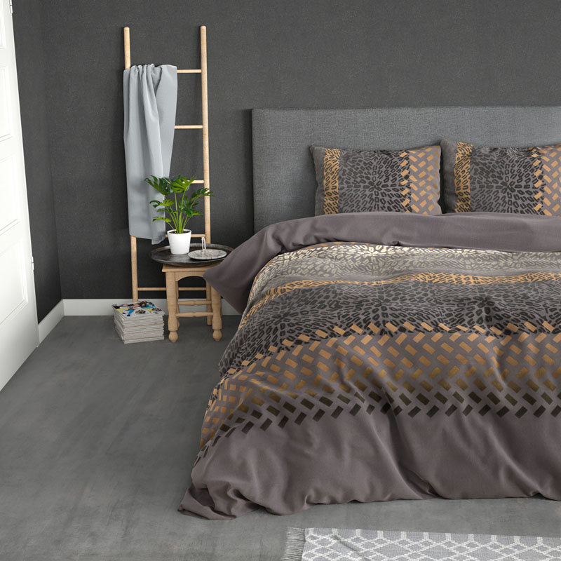 Dekbedovertrek Brownie Taupe Dekbedovertrek - Lits-Jumeaux (240x220 cm) - Taupe Polyester-katoen - Dessin: Effen - Sleeptime Elegance -